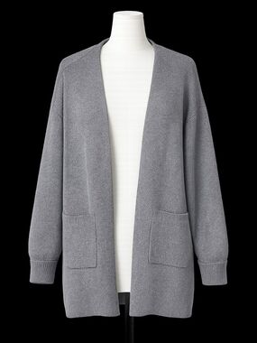 Gray Open-Front Women's Cardigan Sweater - Medium